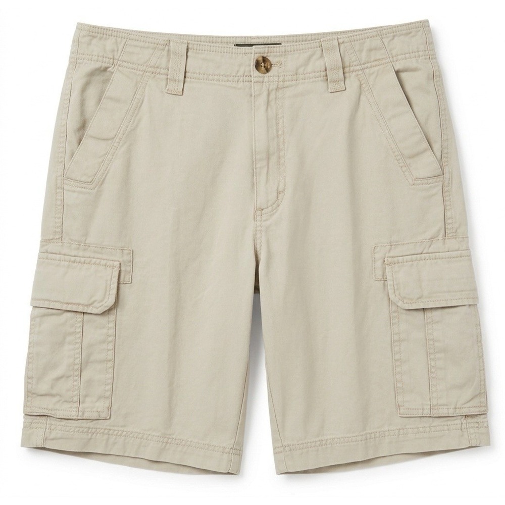 Eddie Bauer Men's Cargo Shorts Size 33 Beige Khaki 100% Cotton Canvas Outdoor